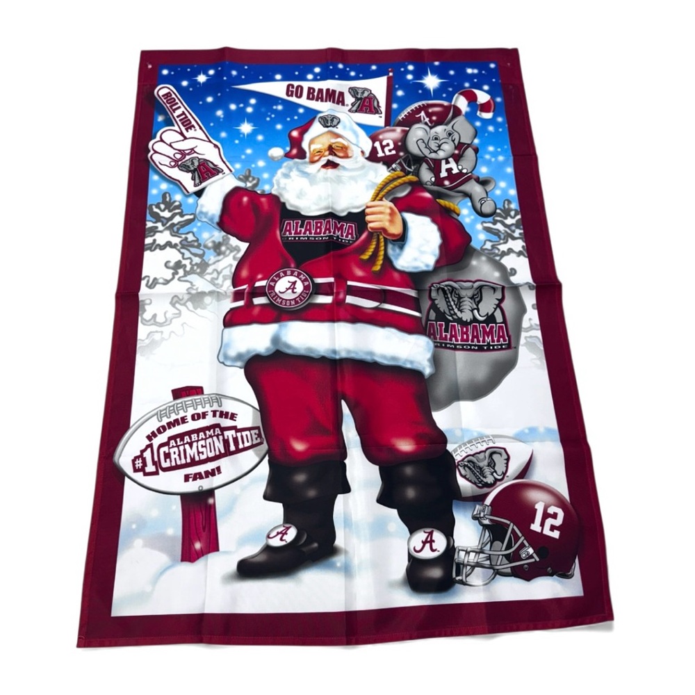 University of Alabama Crimson Tide Holiday Santa Large Flag Willabe Ward 28x40